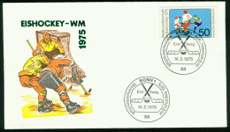 Fd Germany, BRD FDC 1975 MiNr 835 | World Ice Hockey Championships, Munich And Düsseldorf - FDC: Briefe