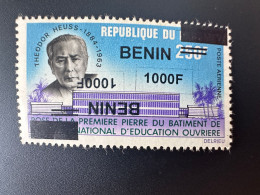 Bénin 2009 Mi. 1633 1000F Surchargé DOUBLE Overprint Tête-bêche Theodor Heuss BRD Institut National D'éducation Ouvrière - Benin – Dahomey (1960-...)