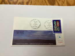 Enveloppe 1er Jour Saint-pierre Et Miquelon Vitrail De La Cathédrale 1988 - Gebruikt