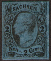 2 Ngr. Grauultramarin - Sachsen Nr. 10 C - Postfrisch - Glasiges Papier - Sachsen