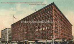 PORTAGE AVENUE SHOWING EATONS STORE OLD COLOUR POSTCARD WINNIPEG CANADA - Winnipeg