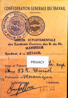 WW2 – 1944 Tessera - Confederation Generale Du Travail - Marseille - Italiano - S2085 - Documents