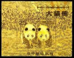 Gold Foil Taiwan 2009 Cute Animal Stamp S/s – Giant Panda Fauna Bear Bamboo Unusual WWF - Neufs