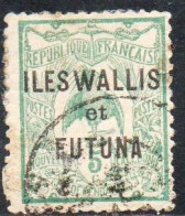 WALLIS AND FUTUNA ISLANDS 1920 1928 1922 KAGU BIRD NEW CALEDONIA OVERPRINTED 10c USED USATO OBLITERE' - Gebraucht