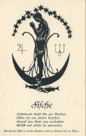 Sternzeichen Fische, Scherenschnittkarte Astrologischer Verlag Wilhelm Becker Berlin-Steglitz, Nicht Gelaufen - Silhouettes