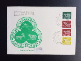 IRELAND 1974 FDC DEFINITIVES WITH ADDRESS STICKER - FDC