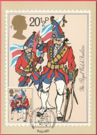 Carte Maximum (FDC) - Royaume-Uni (Écosse-Édimbourg) (6-7-1983) - Armée Britannique (Royal Welch Fusiliers) (Rect-Verso) - Maximumkarten (MC)