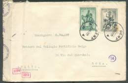 N°584-588 Obl.sc GENT 10 Sur Lettre Censurée (bande Et Cachets Allemands) Du 1-11-1941 Vers Rome - 20211 - Lettres & Documents