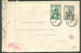 N°584-588 Obl.sc GENT 10 Sur Lettre Censurée (bande Et Cachets Allemands) Du 1-11-1941 Vers Rome - 20211 - Brieven En Documenten