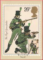 Carte Maximum (FDC) - Royaume-Uni (Écosse-Édimbourg) (6-7-1983) - Armée Britannique (Vestes Vertes Royales) (Rect-Verso) - Cartes-Maximum (CM)