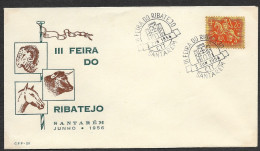 Portugal Cachet Commémoratif  Feira Do Ribatejo Foire Agricole Cheval Santarem 1956 Event Pmk Agricultural Horse Fair - Postal Logo & Postmarks