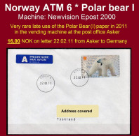 Norge Norwegen Norway ATM 6 Polar Bear Eisbär / NOK16 Late Used ASKER 22.2.11 / Frama Etiquetas Automatenmarken - Viñetas De Franqueo [ATM]