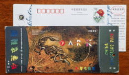 Dinosaur Bone Fossil,China 2000 Changzhou Dinosaur Park Admission Ticket Advertising Pre-stamped Card - Fossili