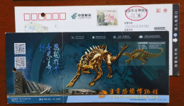 Huayangosaurus Taibaii Dinosaur Bone Fossil,China 2015 Zigong Dinosaur Museum Admission Ticket Advert Pre-stamped Card - Fossils