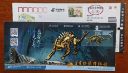 Huayangosaurus Taibaii Dinosaur Bone Fossil,China 2015 Zigong Dinosaur Museum Admission Ticket Advert Pre-stamped Card - Fossils