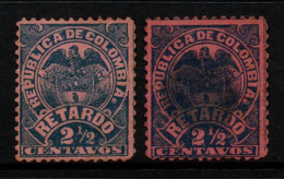 0016A - KOLUMBIEN - 1892 - USED - MI#: 117 . SHADES -"RETARDO" - COAT OF ARMS - Colombia