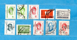 (Us.7) Argentina ° 1975-1976 -  Yv. 1007-1038-1039-1041-1044-1058-1063-1065-1068-1071.  Oblitérer. - Used Stamps