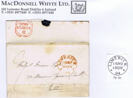 Ireland Limerick 1828 Letter To Dublin Rated "9" With Red LIMERICK/*94* Mileage Cds For 23 MY - Prephilately