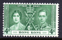 HONG KONG - 1937 CORONATION 4c STAMP MOUNTED MINT MM * HINGE REMNANT SG 137 - Ongebruikt