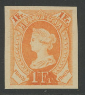 SCHWEIZ SWITZERLAND HELVETIA 1 Fr COLOR PROOF (no Gum) / EPREUVE DE COULEUR (neuf Sans Gomme) / LIBERTY LIBERTAS ESSAY - Ungebraucht