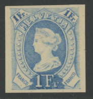 SCHWEIZ SWITZERLAND HELVETIA 1 Fr COLOR PROOF (no Gum) / EPREUVE DE COULEUR (neuf Sans Gomme) / LIBERTY LIBERTAS ESSAY - Neufs