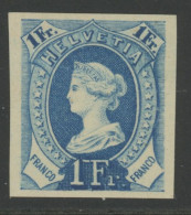 SCHWEIZ SWITZERLAND HELVETIA 1 Fr COLOR PROOF (no Gum) / EPREUVE DE COULEUR (neuf Sans Gomme) / LIBERTY LIBERTAS ESSAY - Neufs