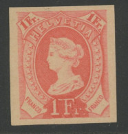 SCHWEIZ SWITZERLAND HELVETIA 1 Fr COLOR PROOF (no Gum) / EPREUVE DE COULEUR (neuf Sans Gomme) / LIBERTY LIBERTAS ESSAY - Ungebraucht