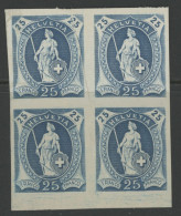 SCHWEIZ SWITZERLAND HELVETIA 25 C COLOR PROOF Girardet Ex-post Block Pre-printing Paper Crease - Nuovi