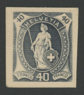 SCHWEIZ SWITZERLAND HELVETIA  40 C COLOR PROOF ON CARD Probably Girardet Paris Ex-post - Unused Stamps