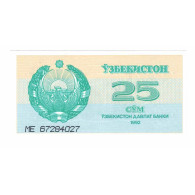 Billet, Ouzbékistan, 25 Sum, 1992, KM:65a, NEUF - Uzbekistan