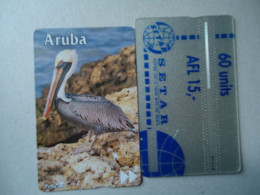 ARUBA USED CARDS  BIRD BIRDS  PELICAN - Hühnervögel & Fasanen