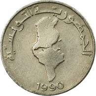 Monnaie, Tunisie, 1/2 Dinar, 1990, Paris, TTB, Copper-nickel, KM:318 - Tunisia