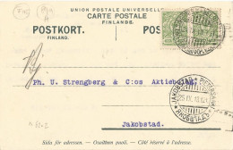 FINLAND - FRANKED COMMERCIAL PC BY GOTTFR. STROMBERG CO. TO STRENGBERG CO. FROM HELSINGFORS TO JAKOBSTAD - 1913 - Covers & Documents