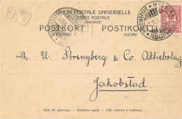 FINLAND - FRANKED COMMERCIAL PC (Mi #63 ALONE) BY KROGIUS CO. TO STRENGBERG CO. FROM HELSINGFORS TO JAKOBSTAD - 1911 - Lettres & Documents