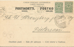 FINLAND - FRANKED COMMERCIAL PC BY J. HALLENBERG CO. TO STRENGBERG CO. FROM WIBORG TO JAKOBSTAD - 1917 - Brieven En Documenten