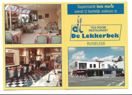 Ruiselede Restaurant Tea Room De Lekkerbek Huis Maria Visitekaartje Etiquette Htje - Cartes De Visite