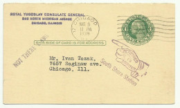 US Postal Stationery 1c -Cancel Returned From Royal Yugoslavia Consulate Chicago Illinois -used South Shore Station 1939 - 1921-40
