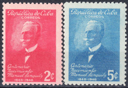 CUBA 1949, 100 YEARS From The BIRTH Of MANUEL SANGUILY-POET, COMPLETE, MNH SERIES With GOOD QUALITY, *** - Neufs