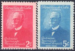 CUBA 1949, 100 YEARS From The BIRTH Of MANUEL SANGUILY-POET, COMPLETE, MNH SERIES With GOOD QUALITY, *** - Ungebraucht