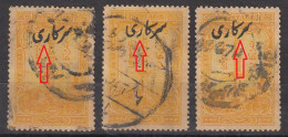 3 Diff., Shade / Opvt., Variety, Hyderabad Used 1934-1944, Official / Service 1r Victory Tower, British India, SG 053 - Hyderabad