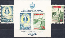 CUBA 1956, RELIGION, VIRGIN Of EL COBRE And CHURCH, COMPLETE, MNH SERIES With BLOCK In GOOD QUALITY, *** - Unused Stamps