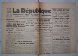 JOURNAL LA REPUBLIQUE DU CENTRE - SAMEDI 26 AVRIL 1941  -  COMPLET Sans DECHIRURE - - Algemene Informatie