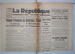 JOURNAL LA REPUBLIQUE DU CENTRE -  SAMEDI  3  MAI 1941  -  COMPLET Sans DECHIRURE - - Informations Générales