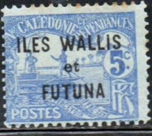 WALLIS AND FUTUNA ISLANDS 1920 POSTAGE DUE STAMPS TAXE SEGNATASSE MEN POLING BOAT NEW CALEDONIA OVERPRINTED 5c MH - Segnatasse