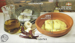 SPAIN, 2022, MNH, FOOD, GASTRONOMY, SPAIN IN 19 DISHES, FISH, COD PIL PIL, BASQUE CUISINE, S/SHEET - Alimentation