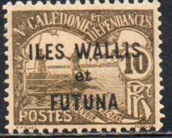 WALLIS AND FUTUNA ISLANDS 1920 POSTAGE DUE STAMPS TAXE SEGNATASSE MEN POLING BOAT NEW CALEDONIA OVERPRINTED 10c MH - Impuestos