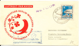 Germany DDR Cover First Lufthansa DH 660 Flight Berlin - Warszawa 5-1-1963 - Briefe U. Dokumente