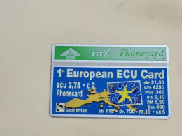 United Kingdom-(BTO-008)-1st European ECU-(16)(20units)(231F64095)-price Cataloge MINT-5.00£+1card Prepiad Free - BT Emissions Etrangères