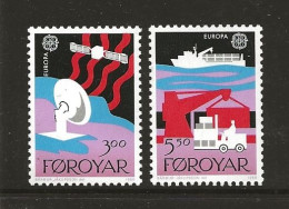 Faroyar Faroe Islands 1988  Europa: Means Of Transport And Communication, Satellite, Ship  Mi 166-167MNH(**) - Faroe Islands