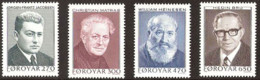 Faroe Islands Føroyar 1988 Writers II, Jakobsen, Matras, Heinesen, Bru Mi  168-171, MNH(**) - Faroe Islands
